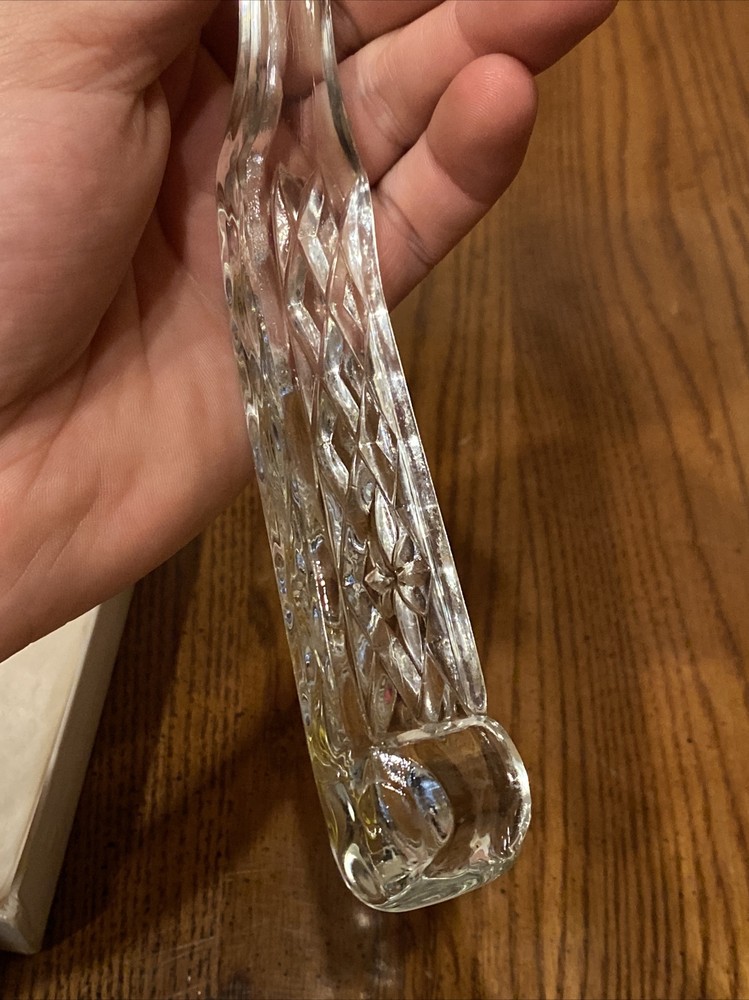 Vtg CHELTENHAM Glass 9.5" Serving Fork Embossed Diamond Pattern Handle In Box