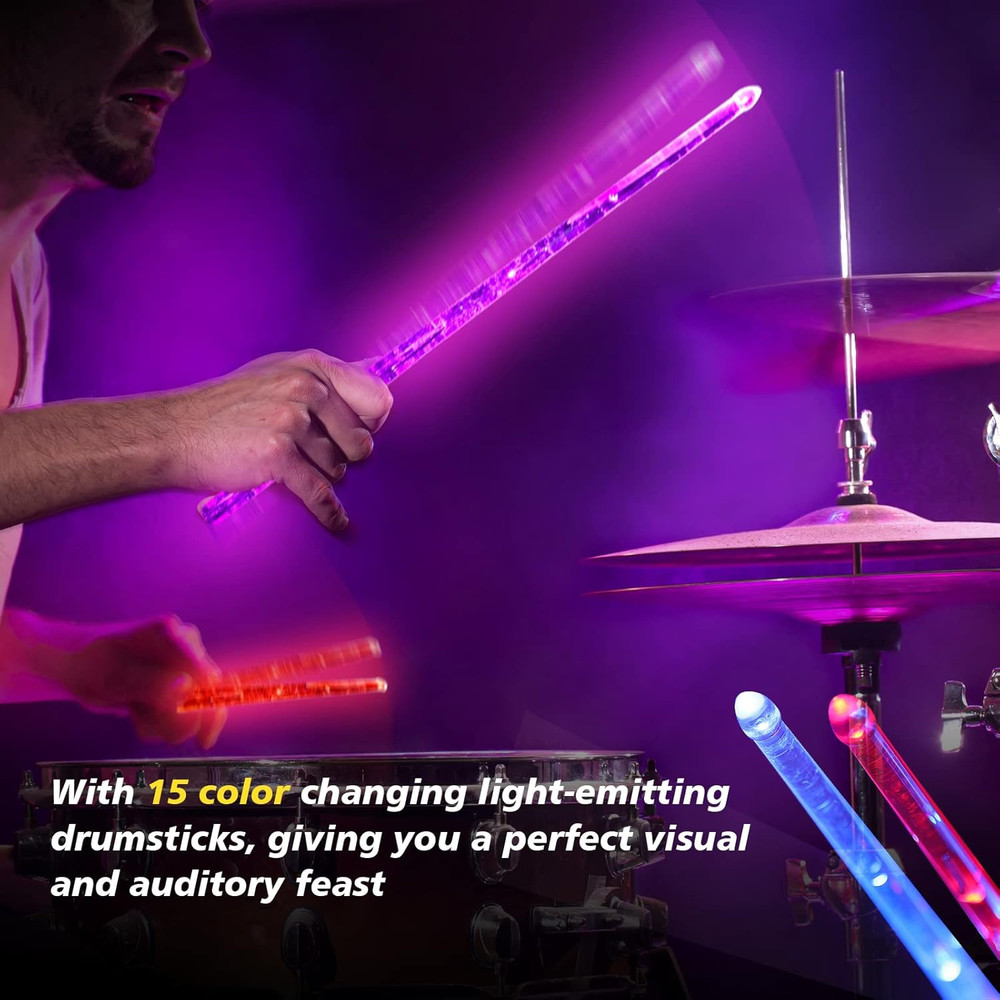 Color Changing Light-Up Drumsticks - Personalized 5A Electronic Pair