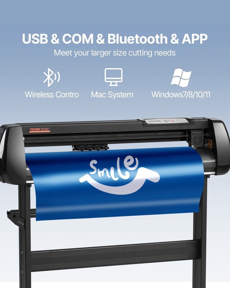 34in Bluetooth Cutting Plotter 400in/min Steel Roller & Adjustable Force