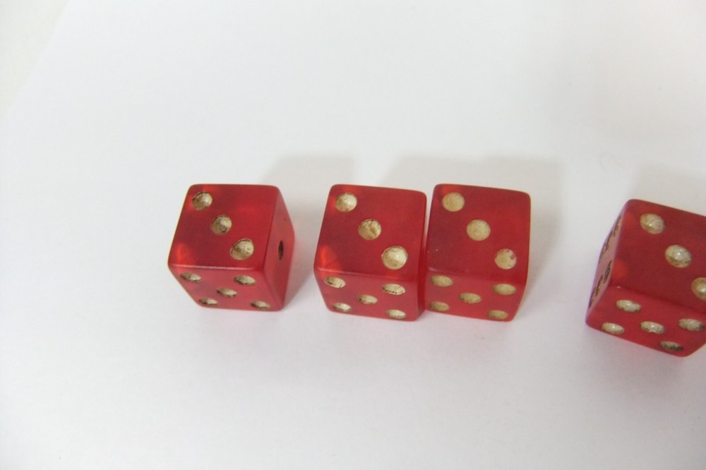 Red Translucent Bakelite Dice with Cheater Dice 1/2”