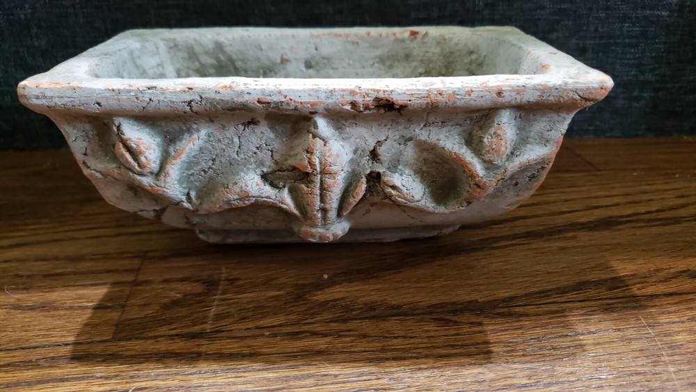 VINTAGE rectangular Small Patina Vase Baroque Style