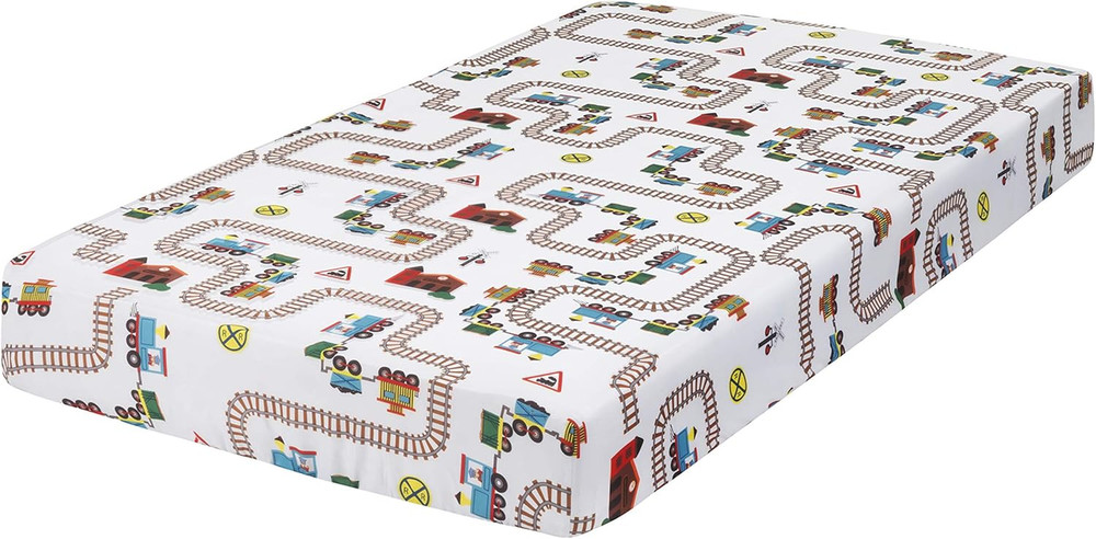 4 Piece Boys Crib Bedding Set - Choo Choo Train - Includes Quilt, Fitted Sheet,