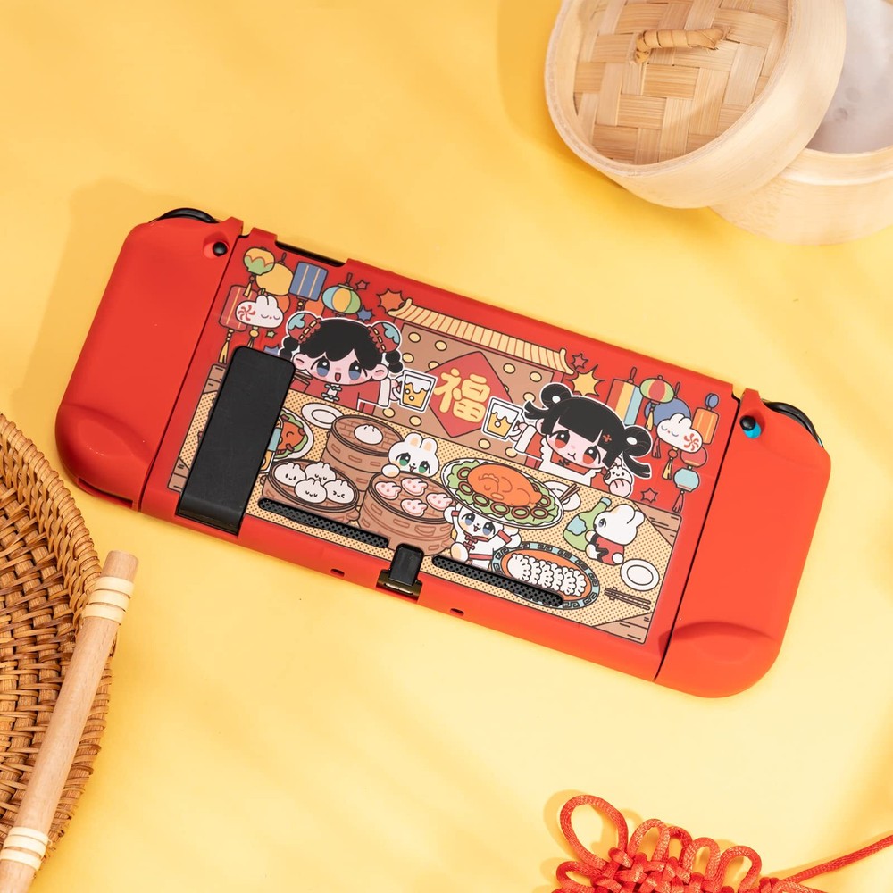 Geekshare Protective Case for Nintendo Switch Console & Joy Con Cover Christmas