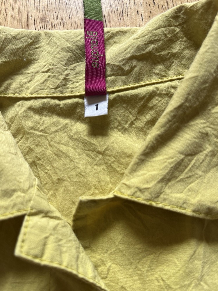 Blanque Set Asymmetrical Chartreuse Collared Top Boxy Pinstripe Pants Oversized