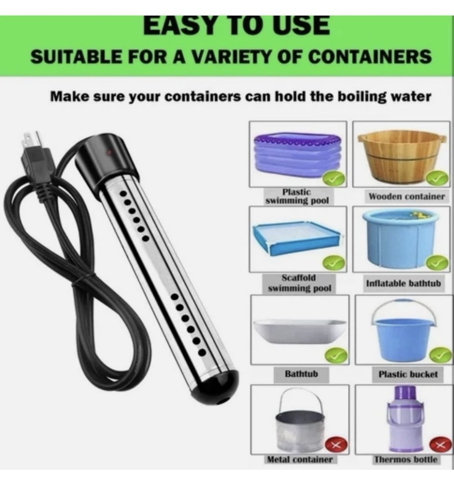 2000W Immersion Water Heater 110-125V Portable Electric Fast Heat - New