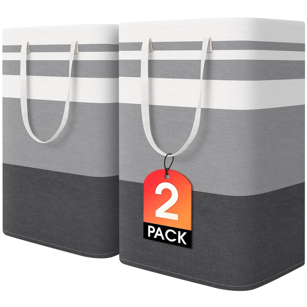 2 Pack Large Laundry Baskets, Waterproof, Freestanding Laundry Hampers
