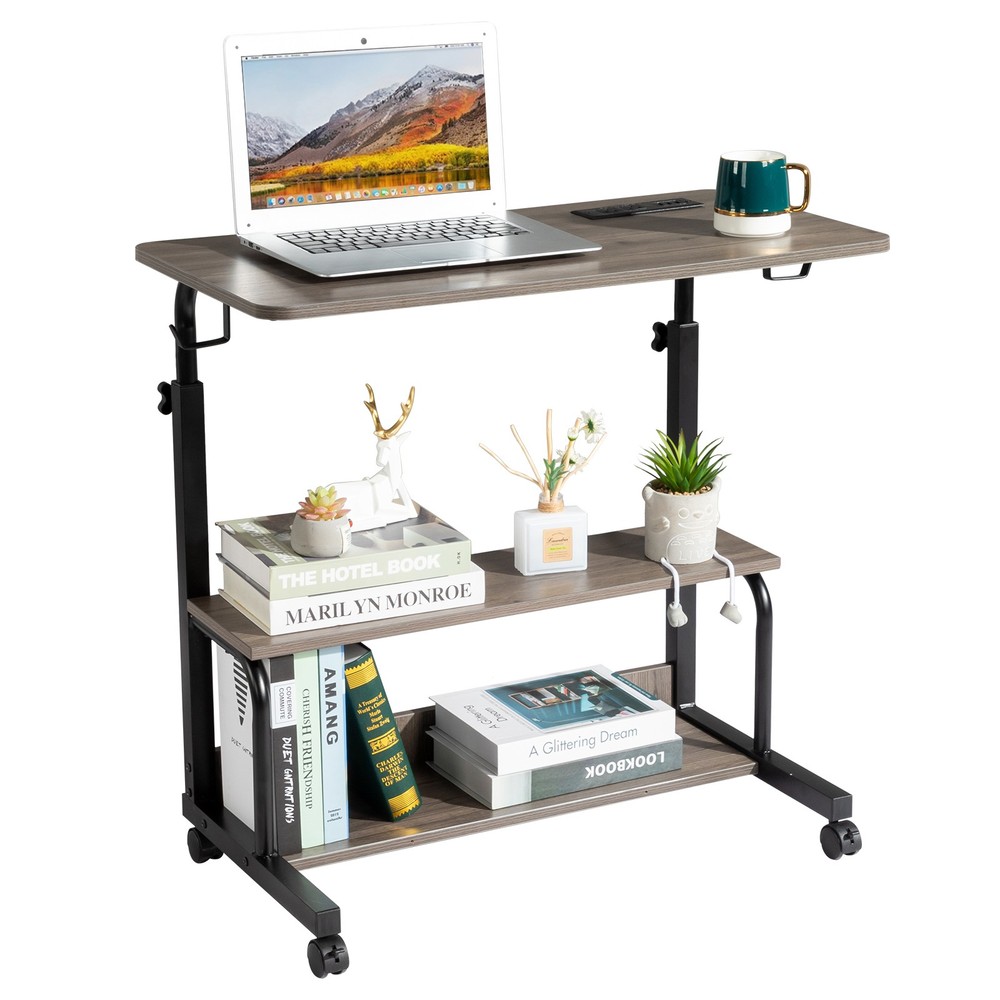 Grey Oak Particle Board with Melamine Coating Adjustable Computer Desk