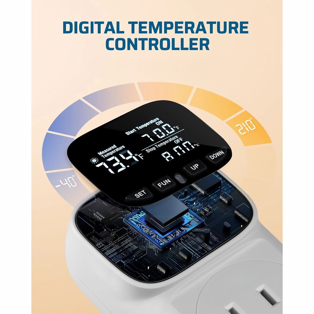 Digital Temperature Controller 16A Power Thermostat Outlet For Heating Cooling