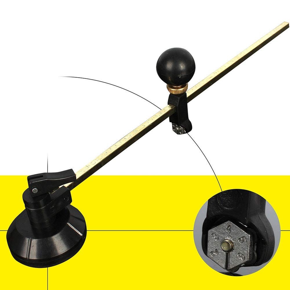 Adjustable Glass Circle Cutter Tool with Suction Cup and Round Handle
