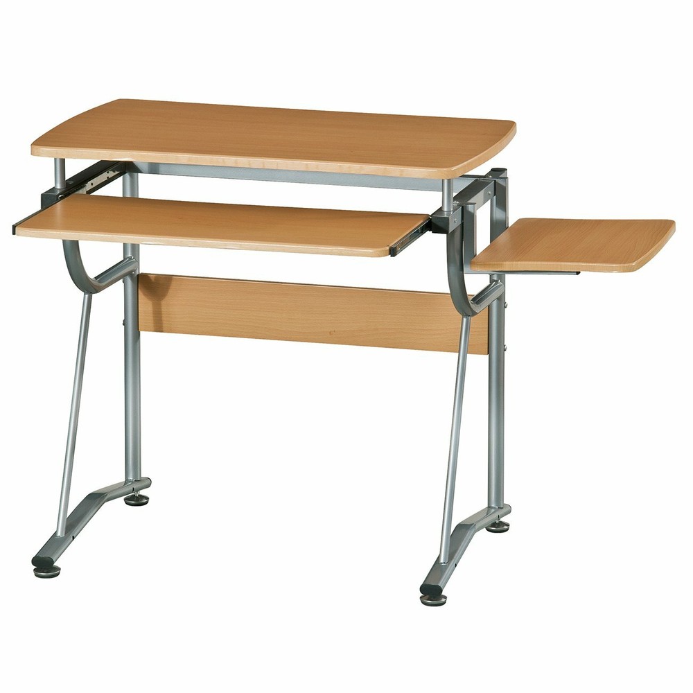 Techni Mobili Compact Computer Desk Workstation with Keyboard Panel & Side Shelf