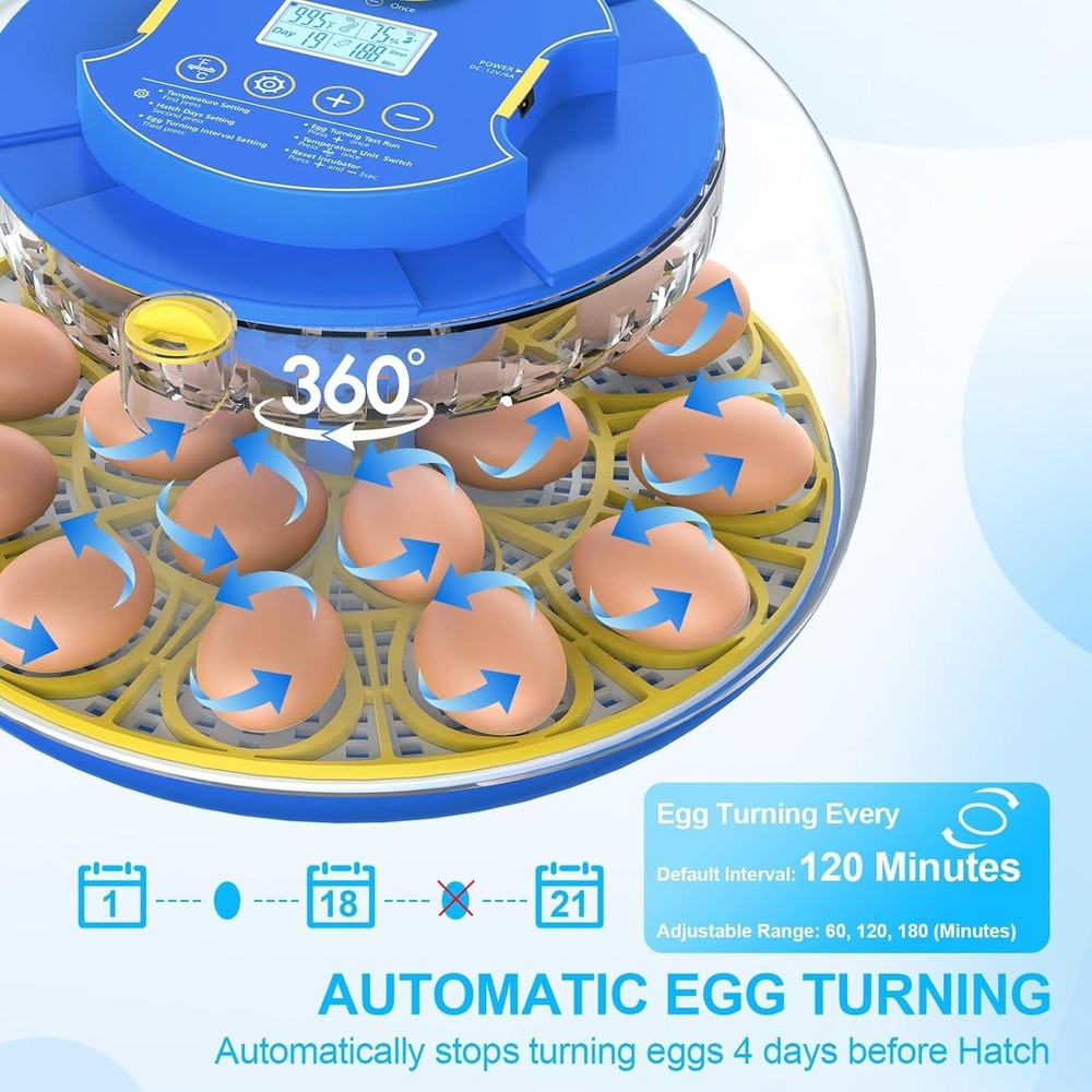 18 Egg Incubators for Hatching Eggs with Temperature Control, Egg Incubator w...