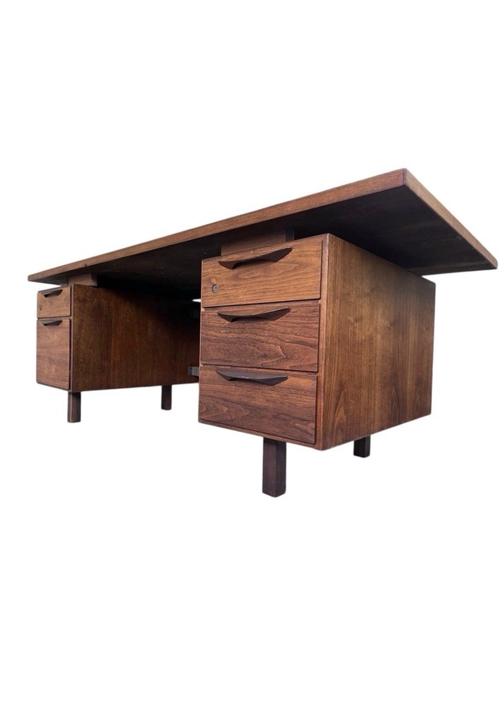 Jens Risom Mid Century Walnut Wood Executive Desk