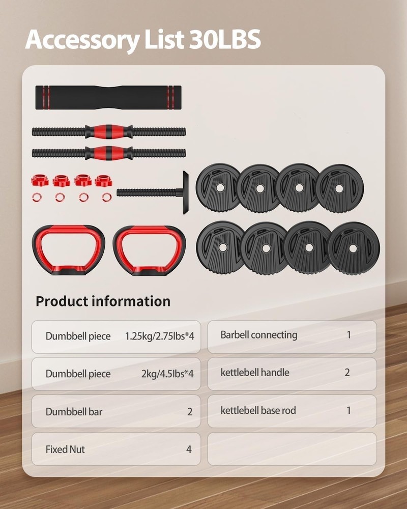 Adjustable Dumbbells Set with Connector, 90lbs