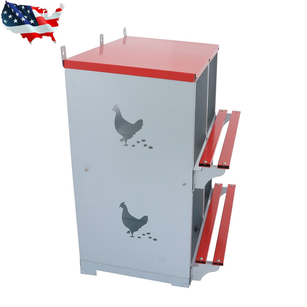 4 Compartment Chicken Nesting Boxes Metal Poultry Nest Box Wall Mount For Hens