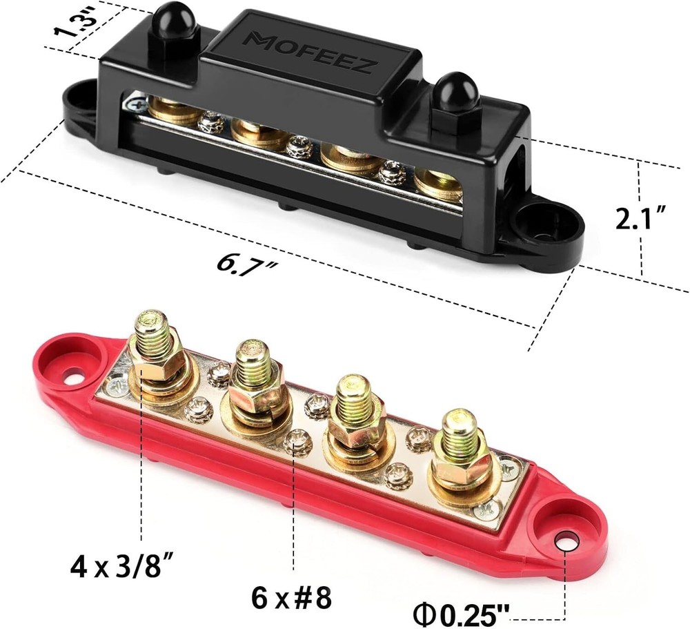 Premium 250A Bus Bar with 6 Screw Terminals - Safe Power Distribution Solution