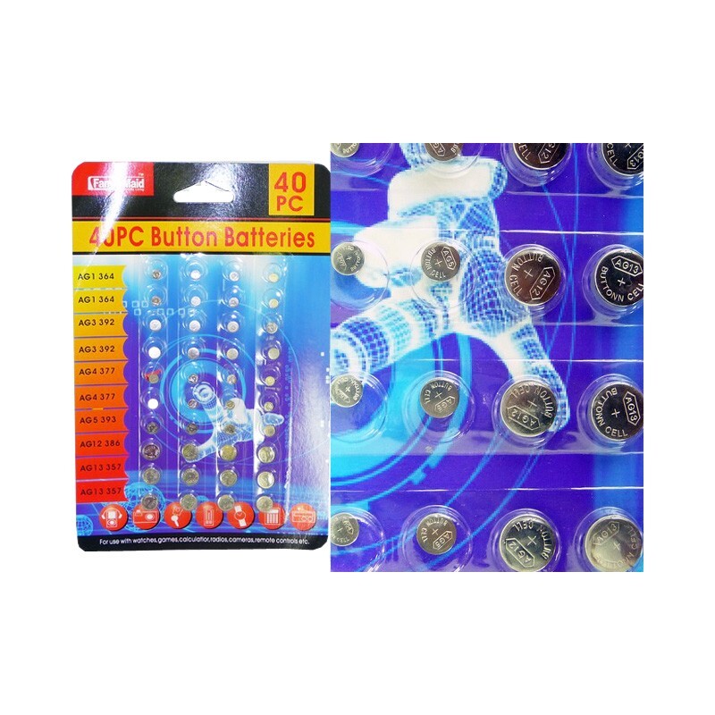 Alkaline Button Cell Batteries 40 Piece Set