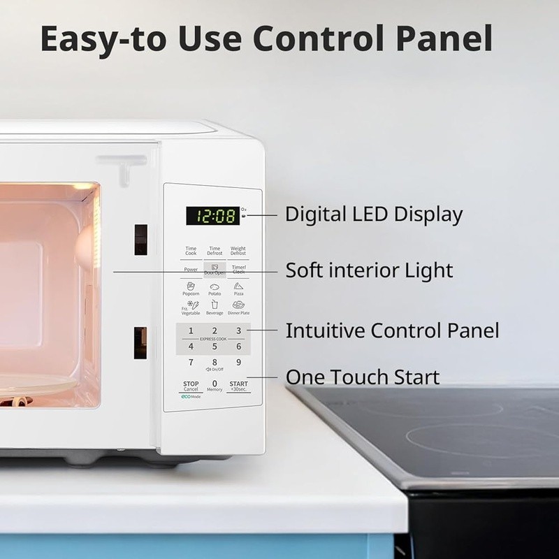 Two-Step Child Lock Microwave Oven 700W Mute Function Eco Mode Express Cooking