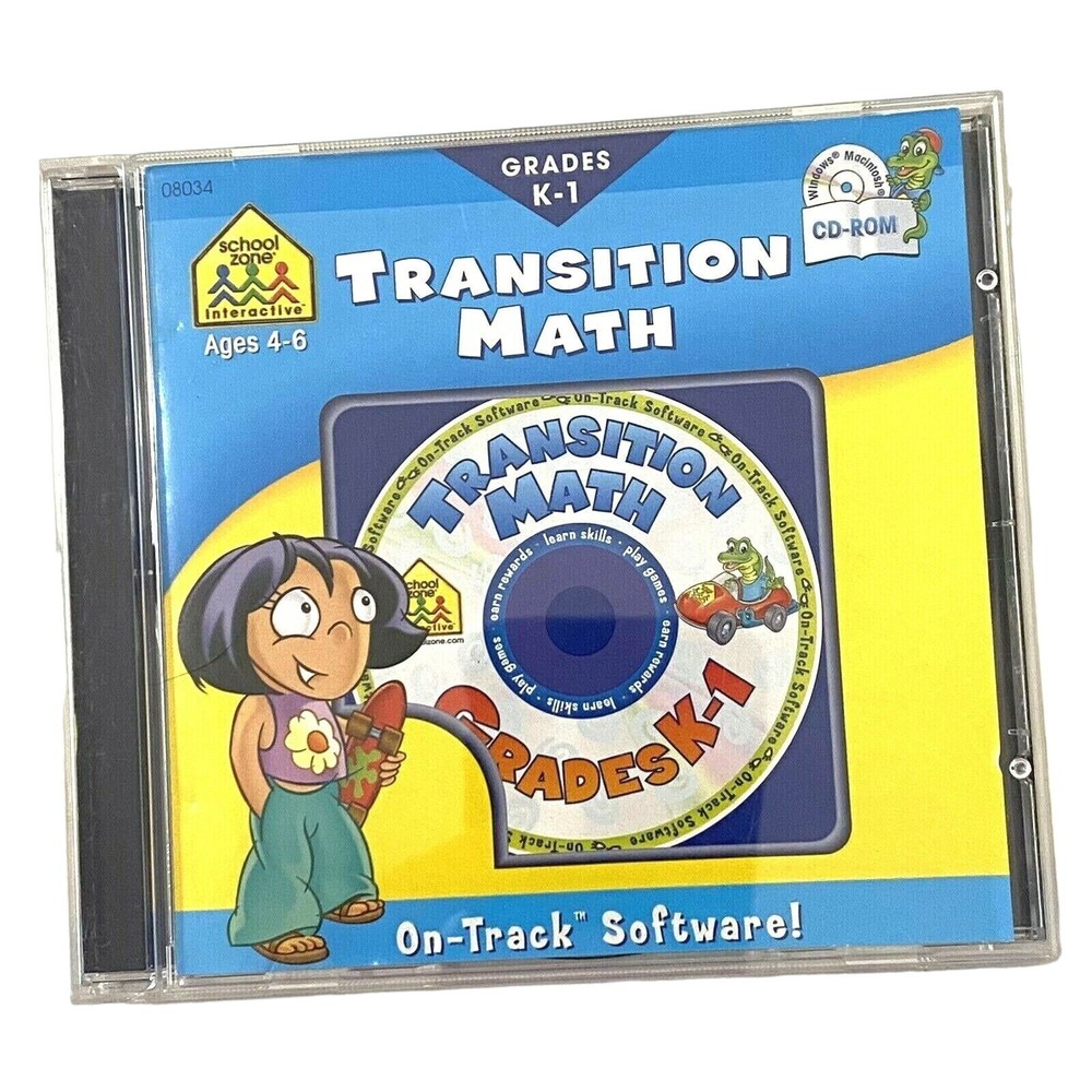 School Zone Transition Math K-1 CD-ROM Educational Homeschool Computer Game