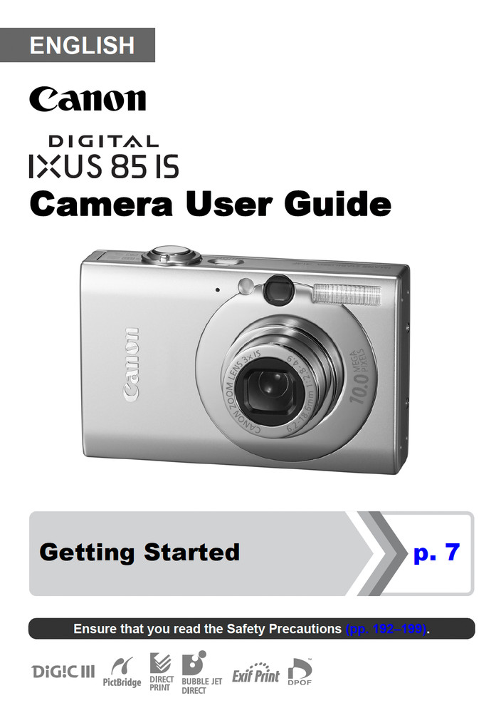 Canon IXUS 85 IS Digital Camera User Instruction Manual