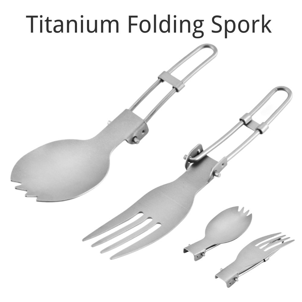 Titanium Folding Spork Camping Spoon Lightweight Outdoor Dinner Forks Flatware