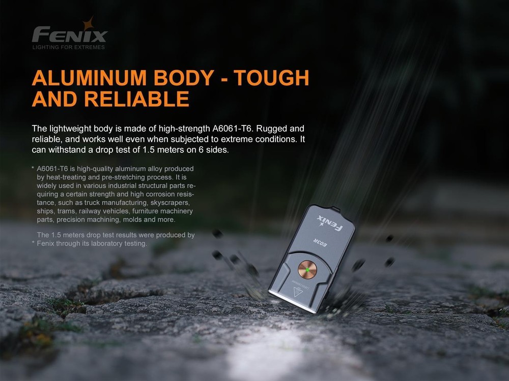 FENIX E03R USB Rechargeable 260 Lumen LED keychain flashlight w/charging cable