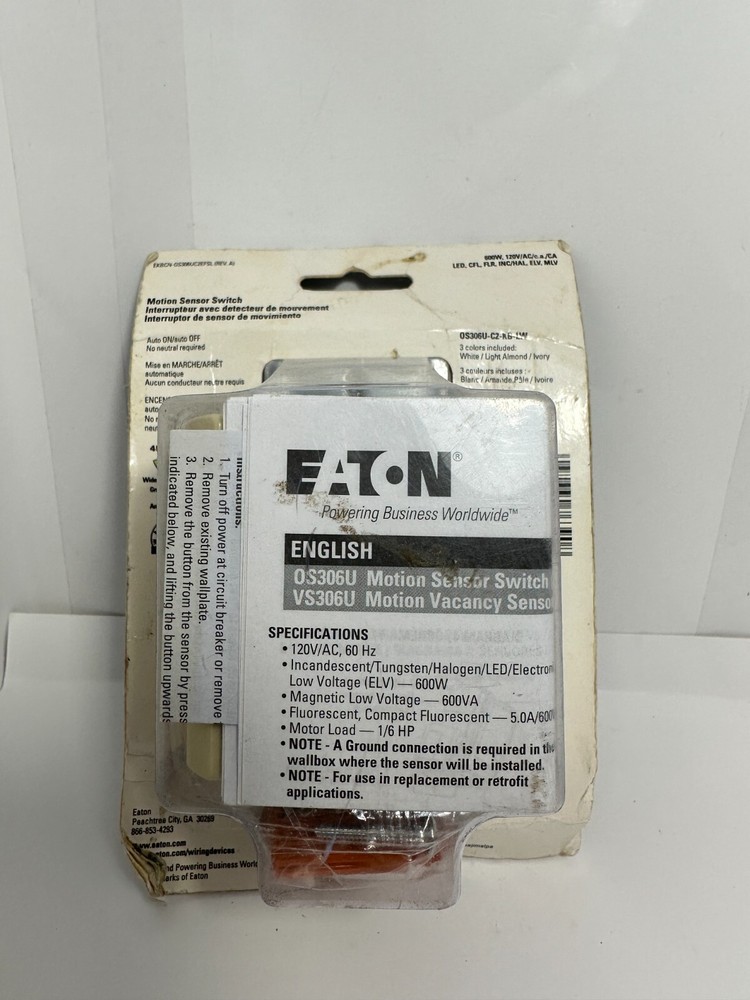 Eaton Motion Sensor Switch OS306U-C2 with Color Change Kit