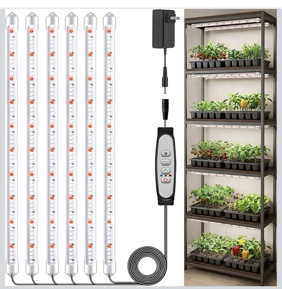 6 Pack 16” LED glow Light Strips Full Spectrum Timer Dimmable Indoor Plant Shelf