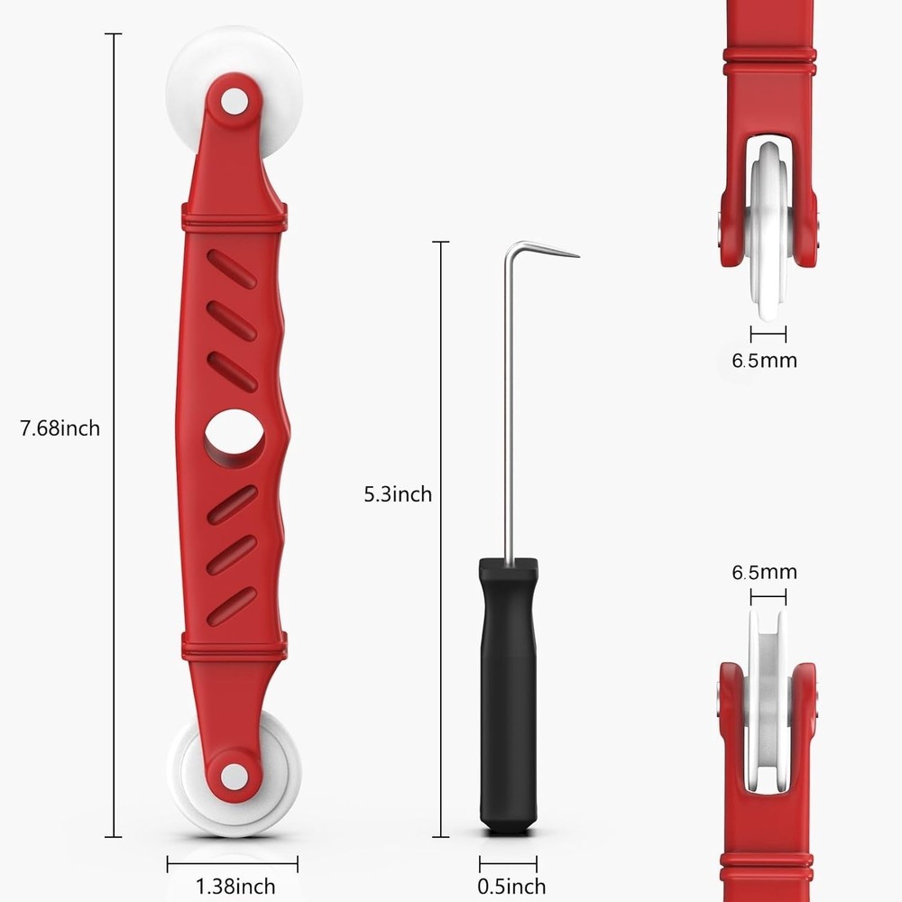 Screen Roller Tool Set with Spline Removal Hook, 2pcs Window Red
