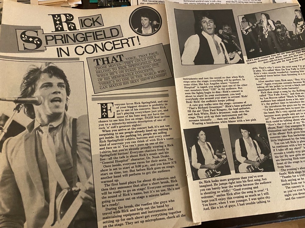 Rick Springfield, Two Page Vintage Clipping