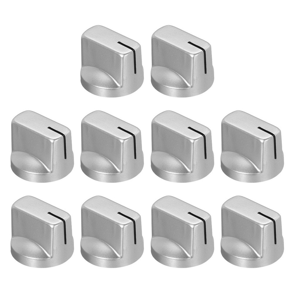 10Pcs 6.4mm Shaft Hole Pedal Knobs Pointer Control Knobs with Set Screw Silver