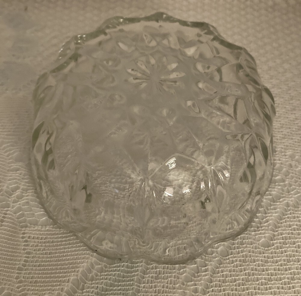 clear cut glass candy dish. (14)