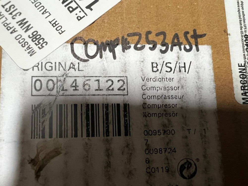 Genuine OEM BOSCH COMPRESSOR 00146122