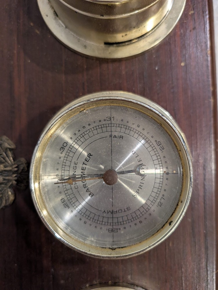 Vintage Springfield Instrument Thermometer Barometer Humidity Meter With Eagle