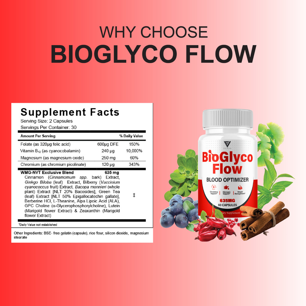(3 Pack) BioGlyco Flow Blood Optimizer, BioGlyco Flow Supplement (180 Capsules)
