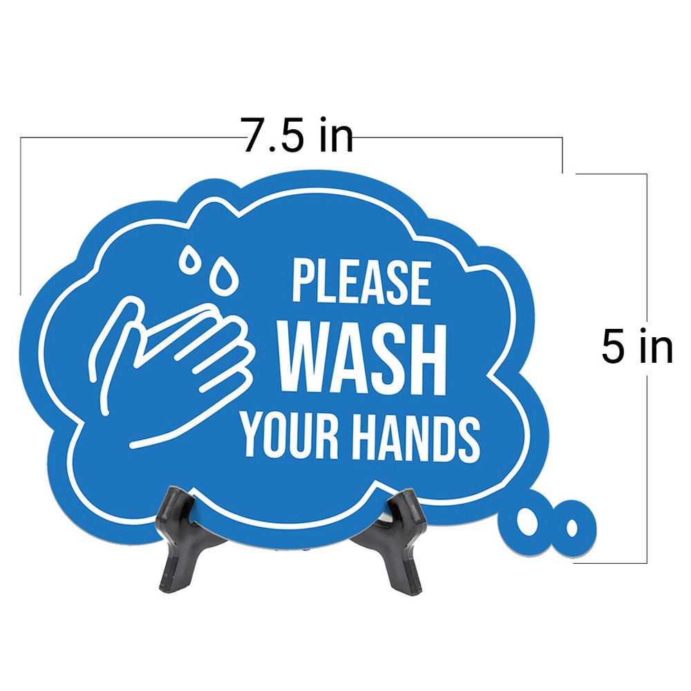 Please Wash Your Hands Cloud Speech Bubble (6 x 4") Table Sign