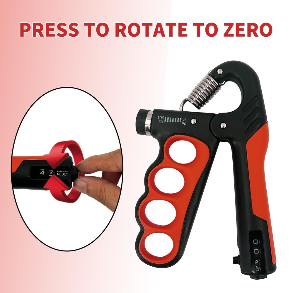 Grip Strength Trainer 2 Pack - Adjustable 11-220Lbs (5-100KG) with Auto Count...