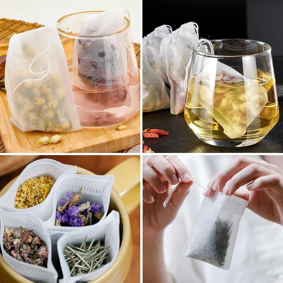 500pcs Disposable Empty Tea Bag Drawstring Seal Teabags Loose Leaf Tea Filters