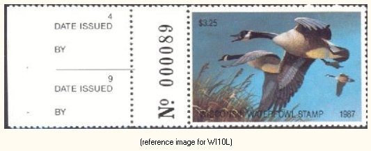 D2K Wisconsin Duck Stamp 1987 $3.25 w/left tab