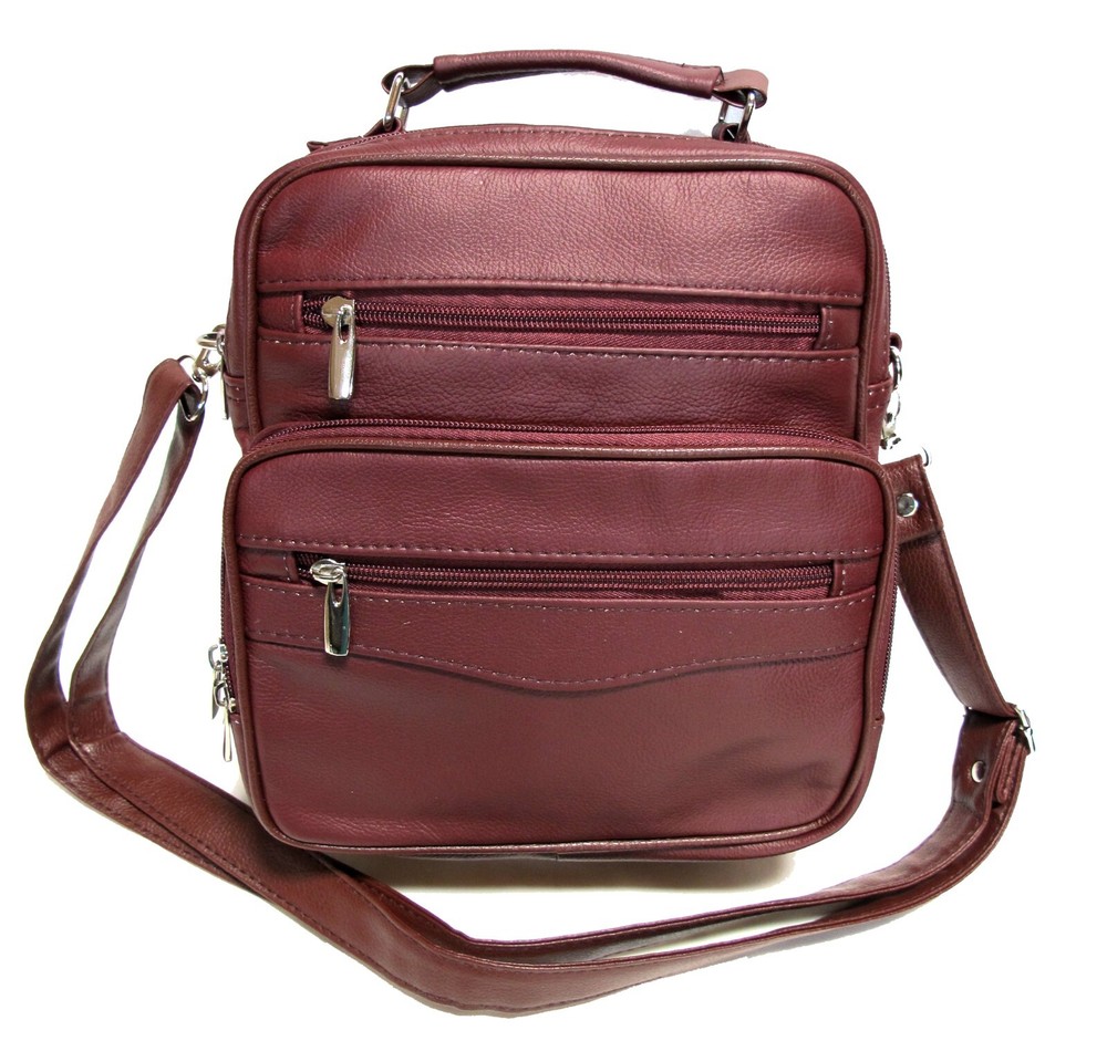 7 Pocket Multi-Function Genuine Leather Purse Handbag w/Organizer Top Handle