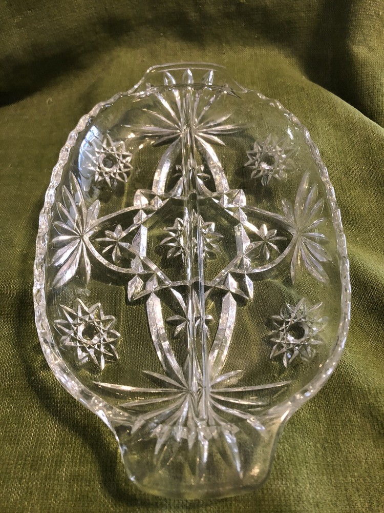 Crystal Dish Center Divided 2 in 1 Mint
