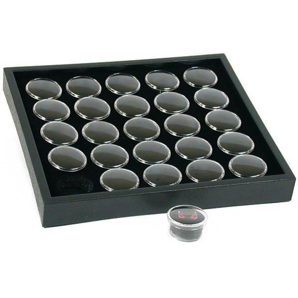 25 Black Gem Jars Display & Stackable Tray