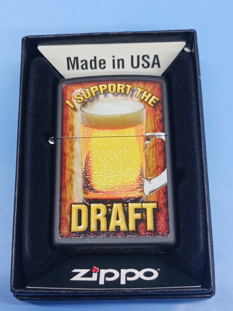Zippo 28294 Black Matte I Support The Draft