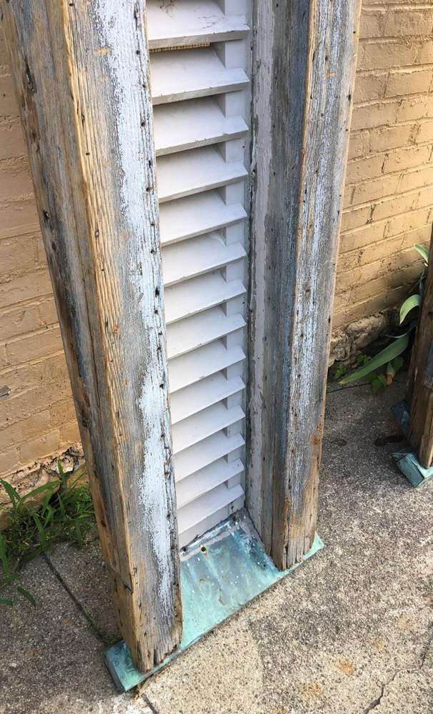 Large unusual matching pair architectural shutter Gothic windows---16287