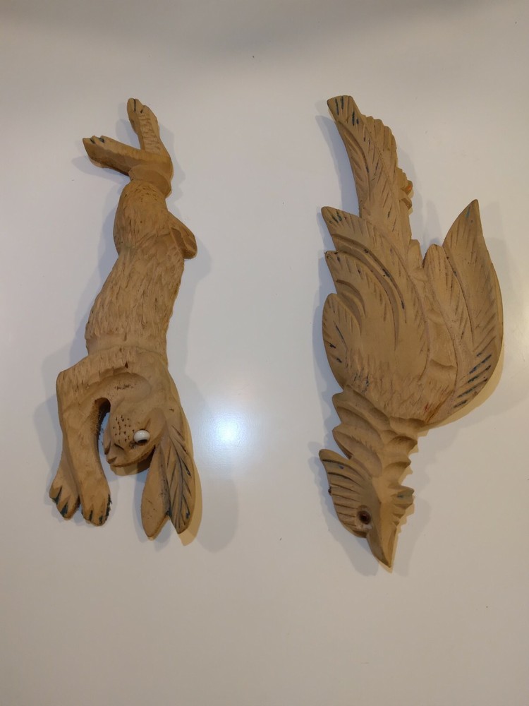 VINTAGE CUCKOO CLOCK RABBIT AND PHEASANT TRIM PIECES