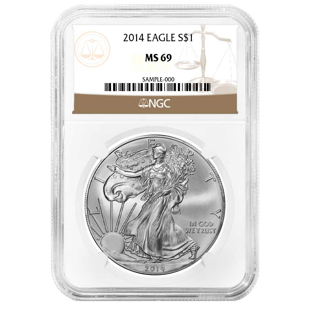 2014 $1 American Silver Eagle NGC MS69 Brown Label