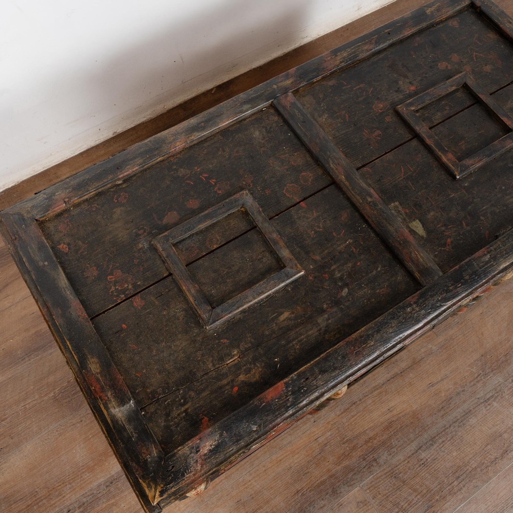 Original Painted Hungarian Flat-Top Trunk, Dated 1890