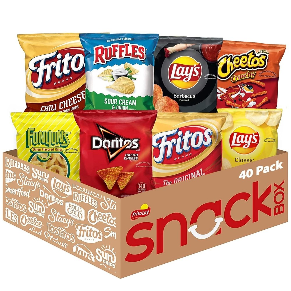 Frito-Lay Assorted Snacks 40 Pack Chips Popcorn Veggie Straws (Flavour may vary)