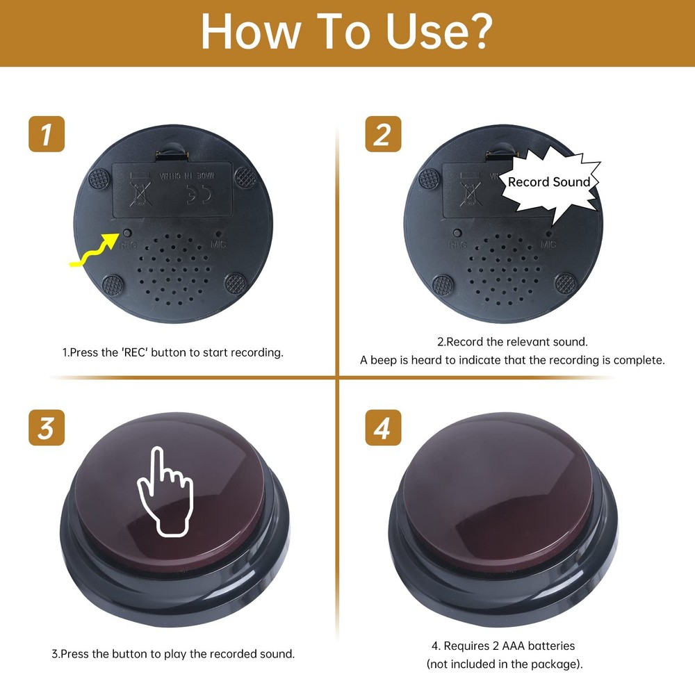 Voice Recording Button, 30 Second Record Button for Dog Pet Interactivity, Gi...