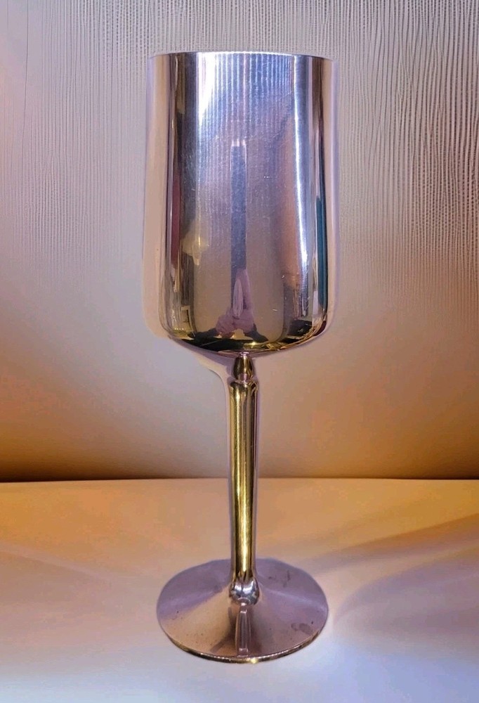 Solid Brass 7.5" Wine Goblet Monogrammed Dated August 25, 1984