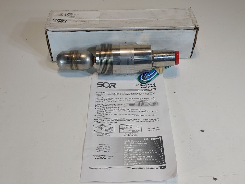 SOR Float Level Switch 1510C-G2A-C-W1-ES